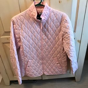Lightweight pink quilted jacket.
